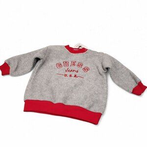 Baby Guess Jeans Gray Red Fleece Sweatshirt Shirt Size 24M Vintage
